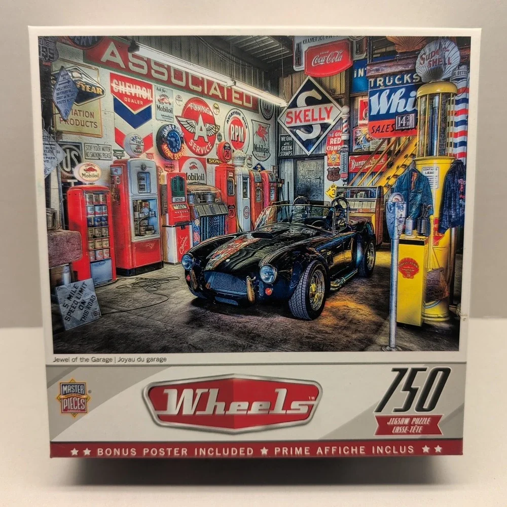 Master Pieces Wheels Jewel Of The Garage Jigsaw Puzzle 750 Complete Classic Cars